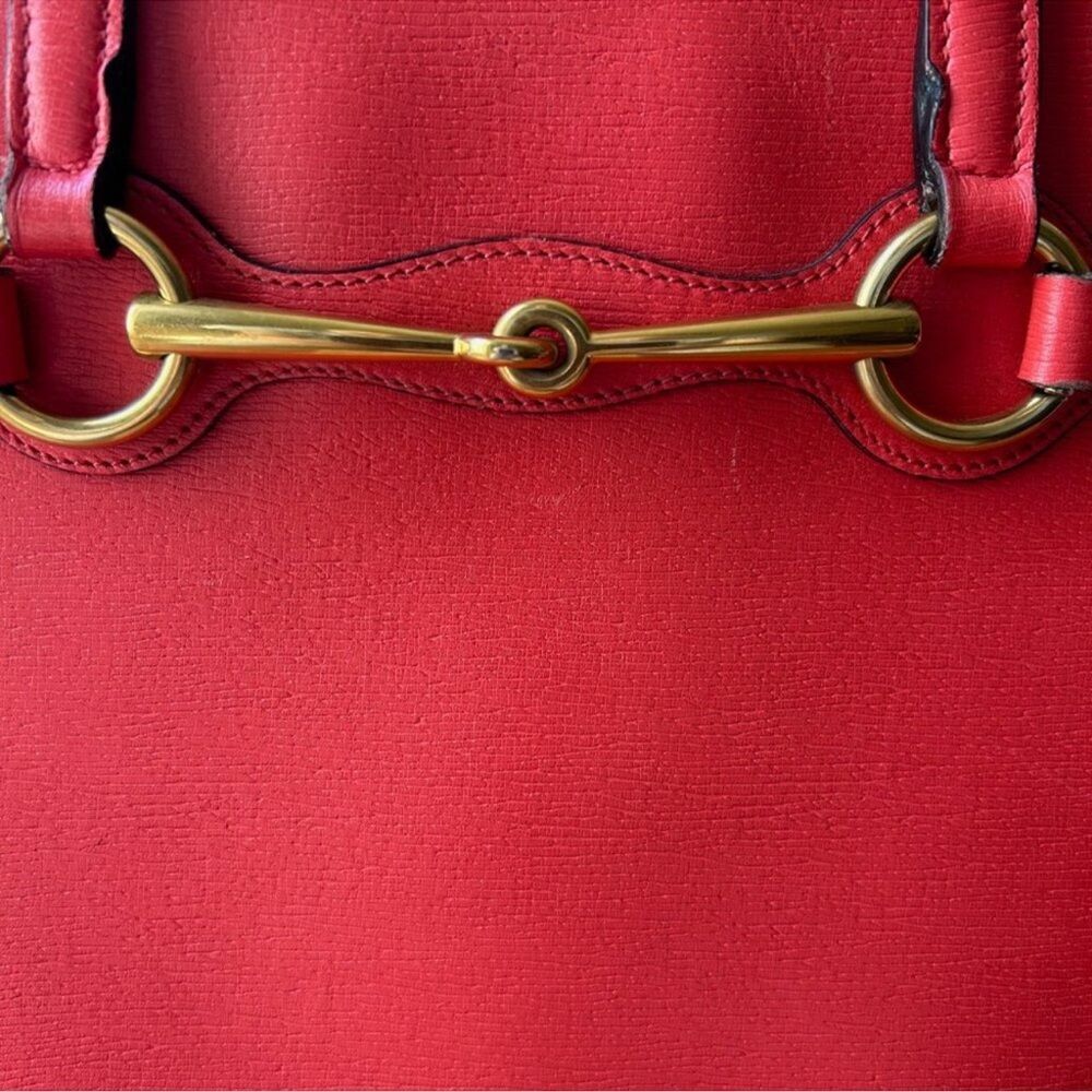 Gucci Red Shoulder Bag with Gold horsebit Hardware - Picture 13 of 15